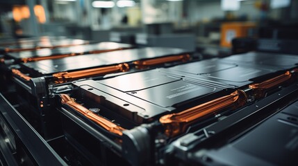 Obraz premium Advanced Battery Cell Manufacturing for Electric Vehicles Generative AI
