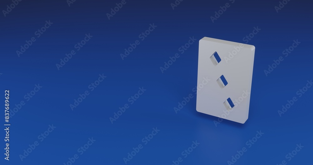 Poster isolated realistic white three of diamonds playing card with shadow. located on the right side of th