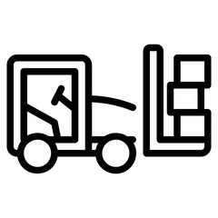 Fork lift icon symbol sign from modern industry collection in line syle for mobile concept and web apps design. Business and machine related vector line icon.