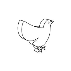 The outline of a large bird symbol is made with black lines. 3D view of the object in perspective. Vector illustration on white background