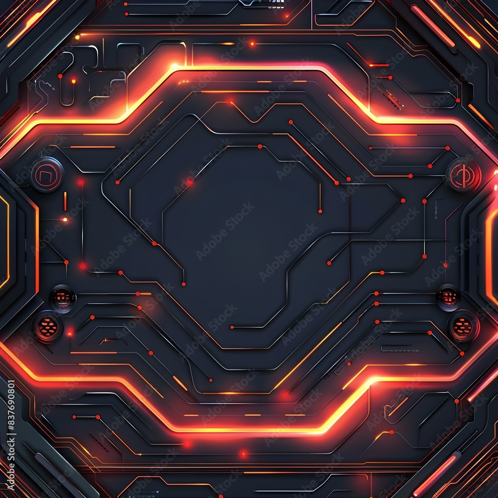 Poster modern digital circuit frame for technology presentations background concept