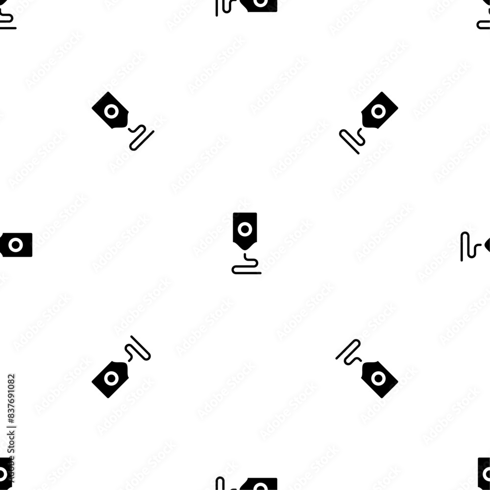 Poster seamless pattern of repeated black 3d printer symbols. elements are evenly spaced and some are rotat