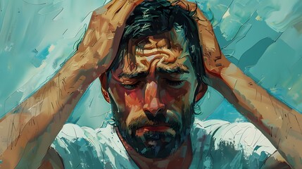 A man with his hands on his head