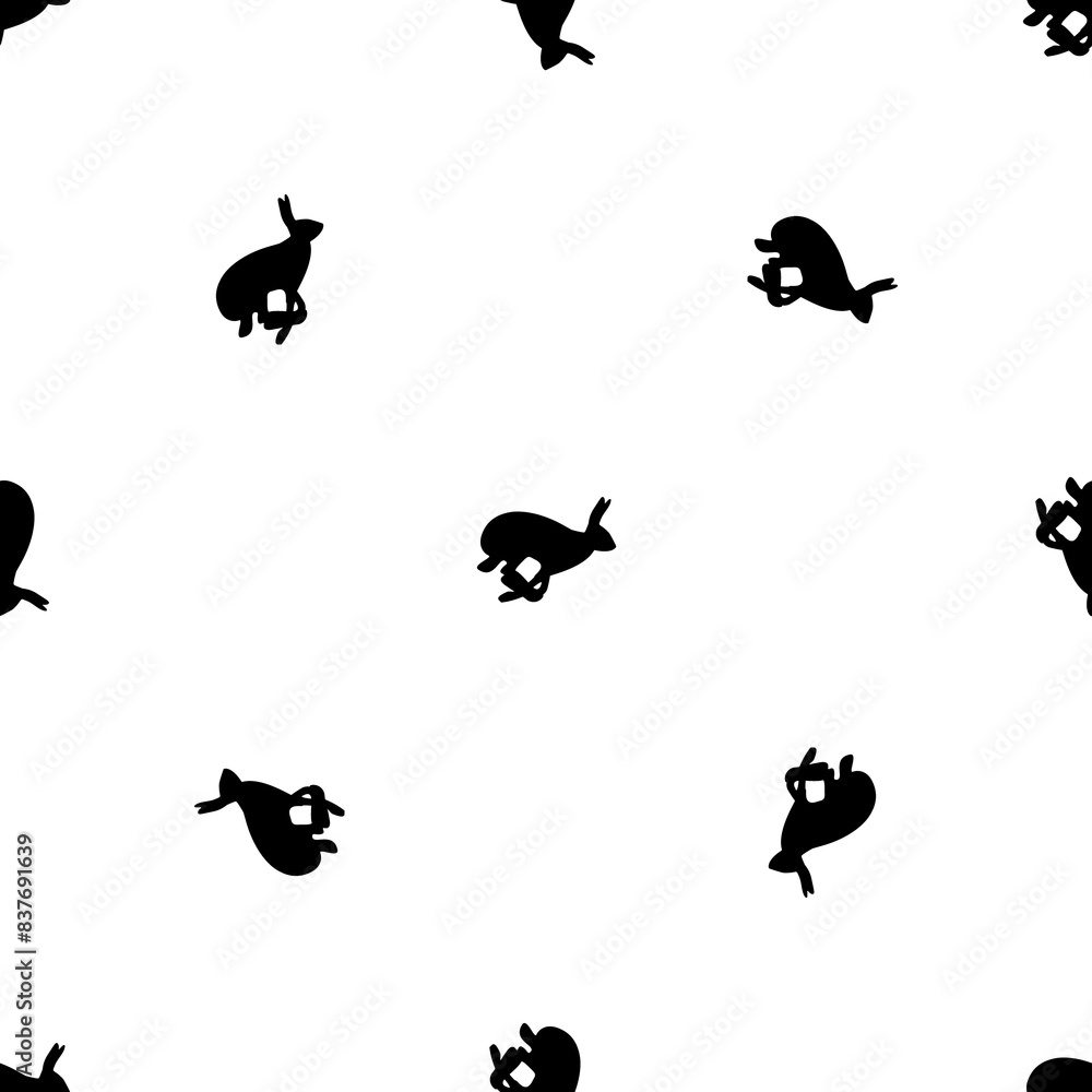 Aufkleber seamless pattern of repeated black hare runs symbols. elements are evenly spaced and some are rotate