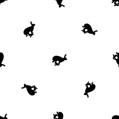 Seamless pattern of repeated black hare runs symbols. Elements are evenly spaced and some are rotated. Illustration on transparent background