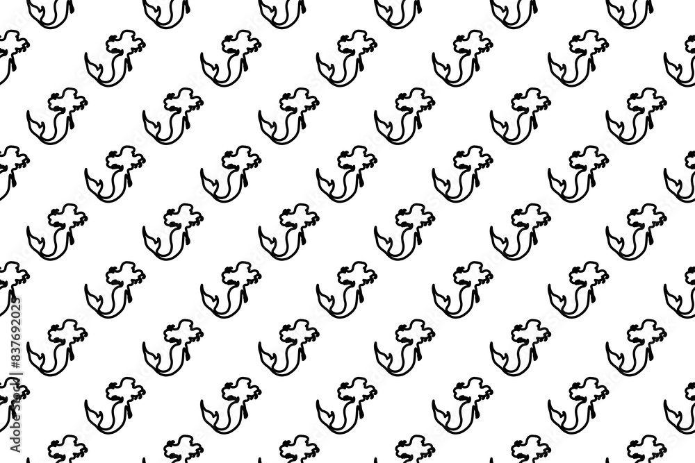 Poster seamless pattern completely filled with outlines of mermaid symbols. elements are evenly spaced. ill
