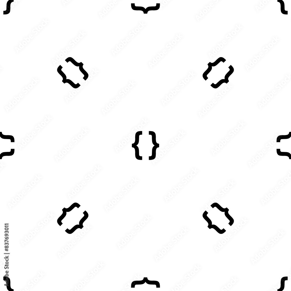 Poster seamless pattern of repeated black curly brackets symbols. elements are evenly spaced and some are r