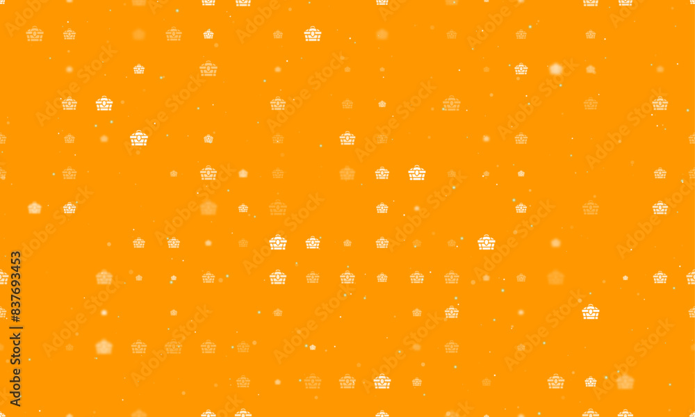Poster seamless background pattern of evenly spaced white treasure chest symbols of different sizes and opa