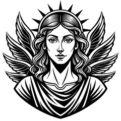 portrait-of-goddes-seraphim--engraving-art-style