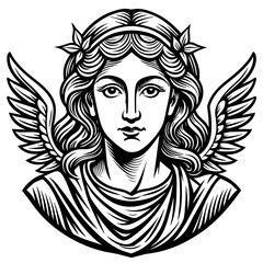 portrait-of-goddes-seraphim--engraving-art-style
