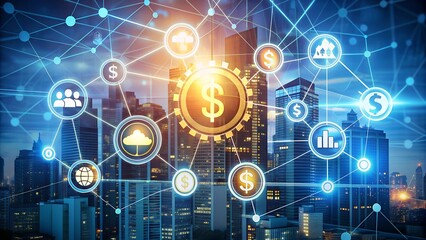Fototapeta premium Finance and Money Technology Background. Perfect for: Financial presentations, business reports, Financial technology (FinTech) events, investment seminars.