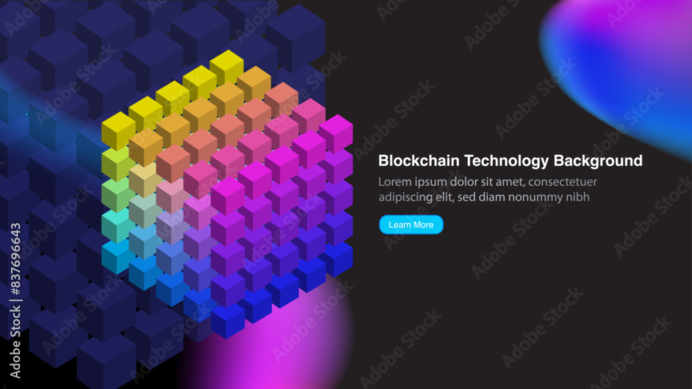 Poster futuristic blockchain technology concept banner and background, big data, ai, artificial intelligenc