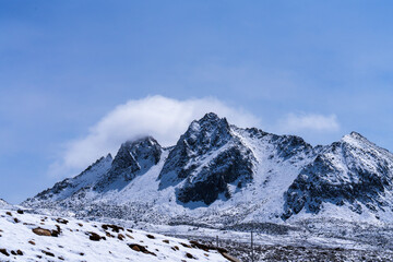 snow covered mountains