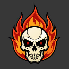skeleton-head-logo-fire-skull-logo-flame-skull-log