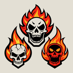 skeleton-head-logo-fire-skull-logo-flame-skull-log