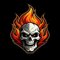 skeleton-head-logo-fire-skull-logo-flame-skull-log