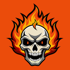 skeleton-head-logo-fire-skull-logo-flame-skull-log