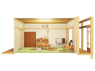 昭和レトロな部屋のイラスト
