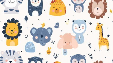 seamless playful animal wrapping wallpaper showcasing various cute animals