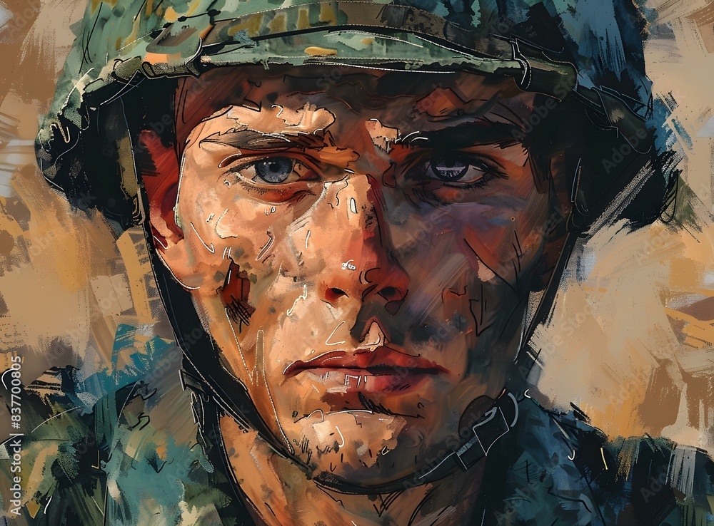 Canvas Prints Portrait of a soldier wearing a helmet