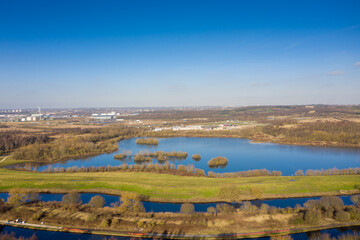 Aerial photo of construction work being done on the large service station while its being built in Leeds West Yorkshire, next to the Skelton Lake, the Skelton Lake Services if just of the M1 Motorway