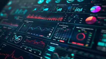 Obraz premium A computer screen displays a variety of graphs and numbers