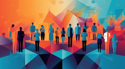 Professional Networking Abstract Illustration