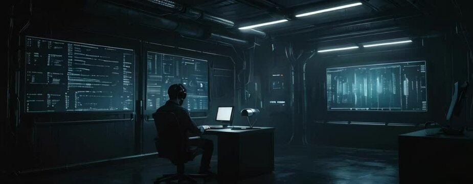 Computer programing working and operating system with virtual screen and code.