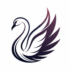 Fototapeta premium swan-for-the-logo-in-with-thin-lines-and-on-a-whit