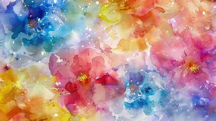 A fluid collision of watercolor blooms, capturing the essence of a summer rainstorm
