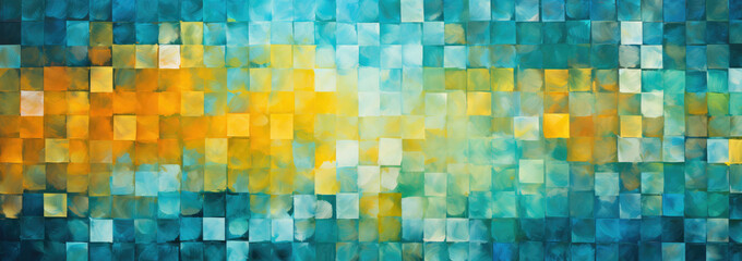 Abstract Blue and Yellow Mosaic Wall Art