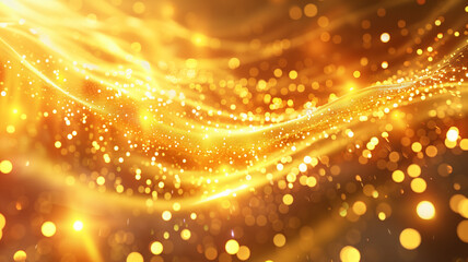 Shiny Light Gold Background Illustration with Glowing and Sparkling Abstract Effects for a Magical Design