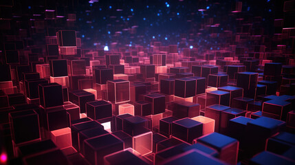 Fototapeta premium Digital Cubes Matrix - Abstract Tech Background