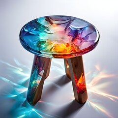 Wooden Stool With Bent Leg on white background