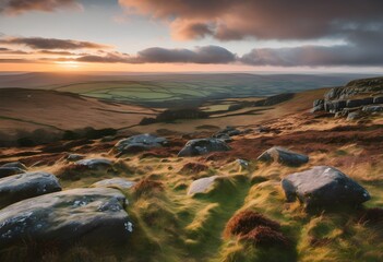 Obraz premium A view of Dartmoor National Park in Devon