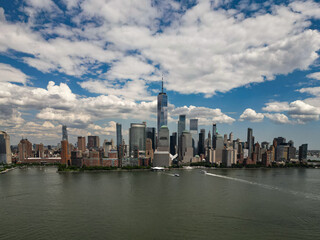 Obraz premium NYC, Drone view of the skyline of New York City.
