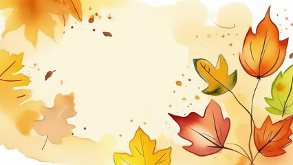 Obraz premium Yellow background with autumn leaves, space for text in the middle, back school, banner