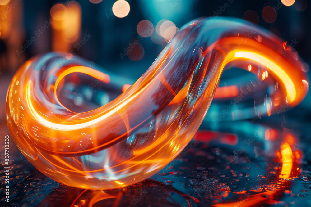 Aufkleber a close-up of a neon infinity loop with soft, glowing edges, creating a warm and inviting feel,