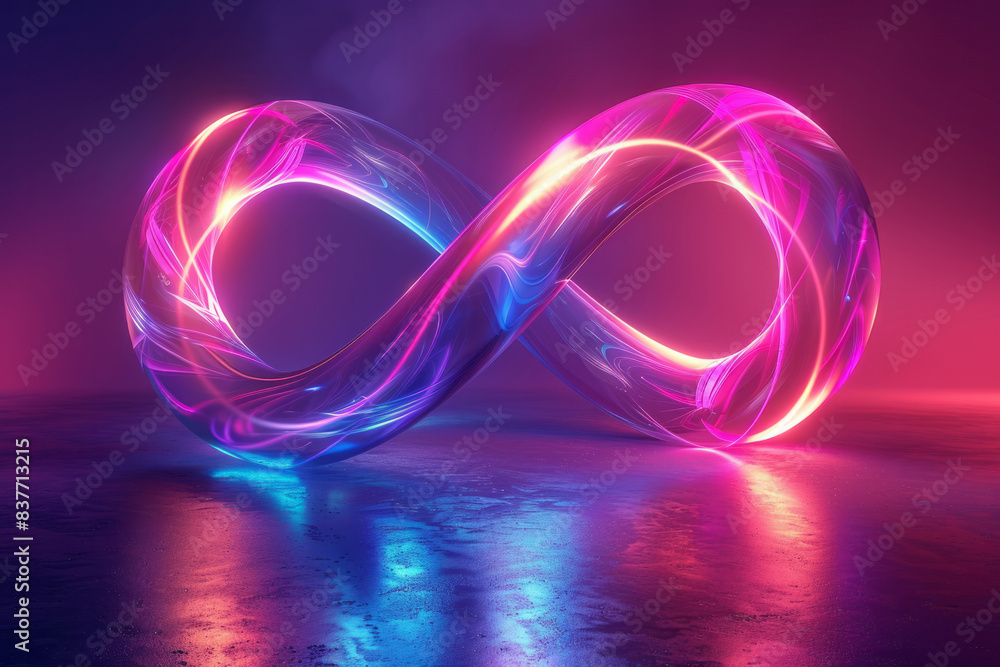 Aufkleber an abstract neon infinity loop with alternating bright and dark colors, creating a hypnotic effect,
