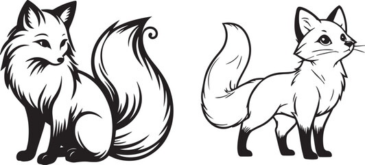 fox black silhouettes vector illustration