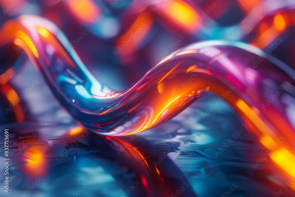 Poster a close-up of a neon infinity loop with sharp, glowing edges and a high contrast background,