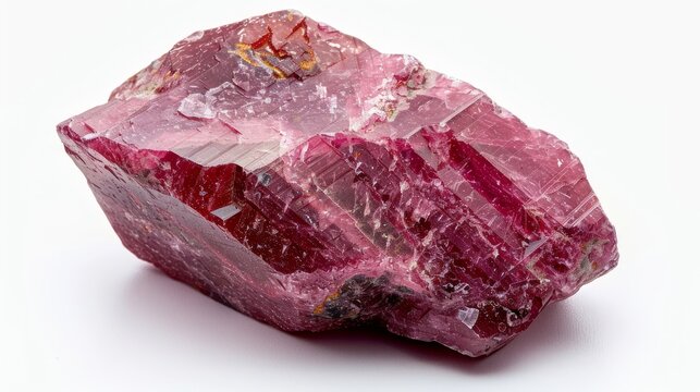 Bixbite (Red Beryl) stone, photographed in the studio on a white background, showing the surface details and beautiful color of the stone, Ai generated Images