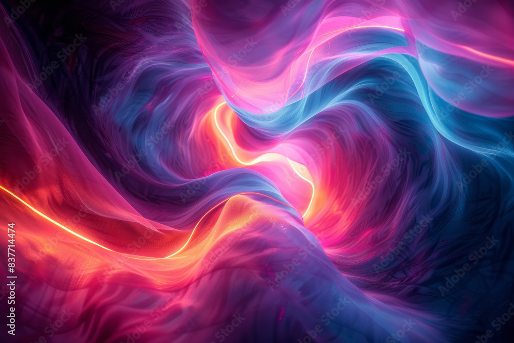 Poster an infinity loop made of neon lines, with a continuous flow of light that creates a sense of movemen