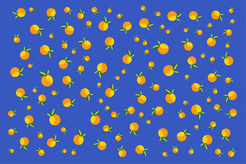 abstract orange fruit, blue background, seamless pattern background