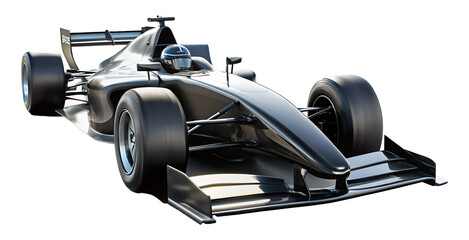 Sleek black formula one race car png isolated on transparent background