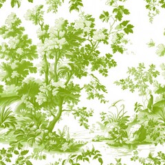 Obraz premium seamless Toile De Jouy green
