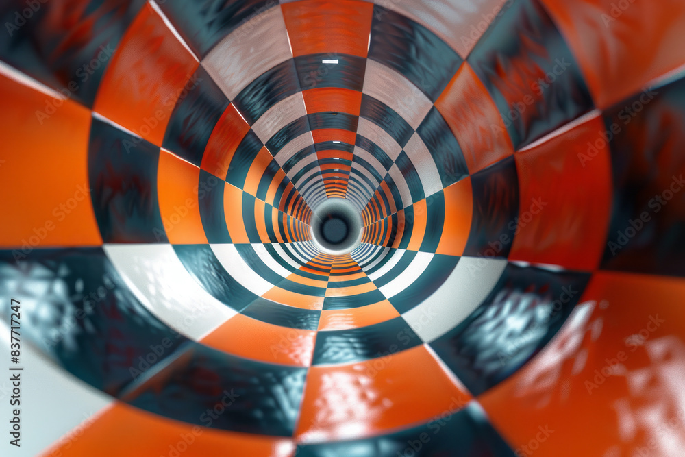 Poster an abstract image of a pixel grid with 3d cubes arranged in a spiral, creating a sense of motion,