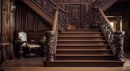 Ornate Baroque Staircase in Opulent Historical Interior