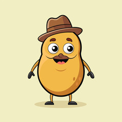 Potato mascot with hat cartoon  illustration