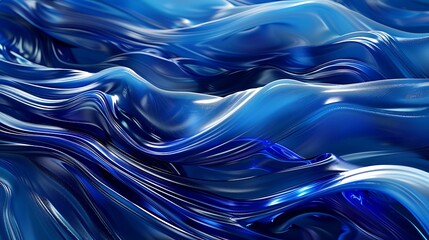 Abstract phthalo blue waves merging in a tranquil display